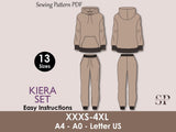 KIERA Set - Women Hoodie set| Hoodie & jogging pattern| Loungewear, Sweatshirt| Full Sleeve, lower| Women Winter set sewing Pattern PDF