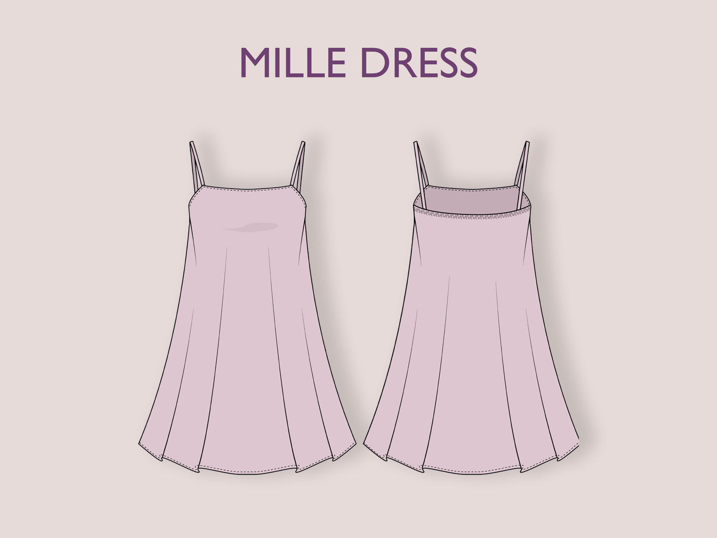 Mille Dress Pattern | casual mini dress pattern| women mini dress sewing pattern| easy dress pattern| summer dress | skirt, short dress PDF