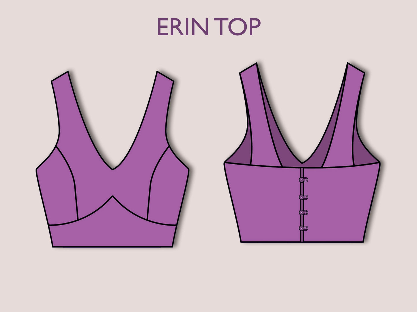 ERIN Set Sewing Pattern PDF, Crop Top & Shorts, Summer Outfit | High-waisted 10 Sizes