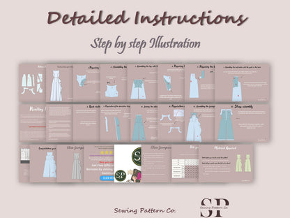 ELSIE Jumpsuit - Broad pant suit | Closed Neckline | Women long jumpsuit pattern| Sleeveless , Long dress| sewing Pattern PDF