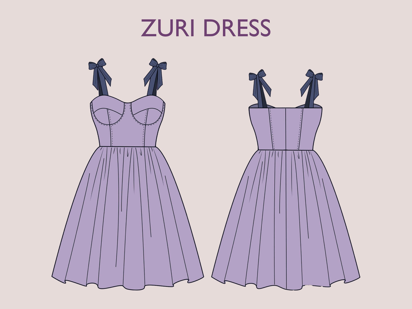 ZURI Dress- Bustier dress | Sleeveless | Women summer dress sewing pattern | corset dress Mini skirt dress  | PDF. wedding, party dress