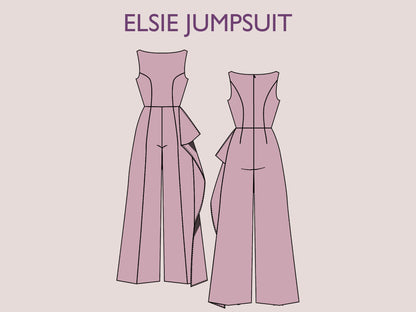 ELSIE Jumpsuit - Broad pant suit | Closed Neckline | Women long jumpsuit pattern| Sleeveless , Long dress| sewing Pattern PDF