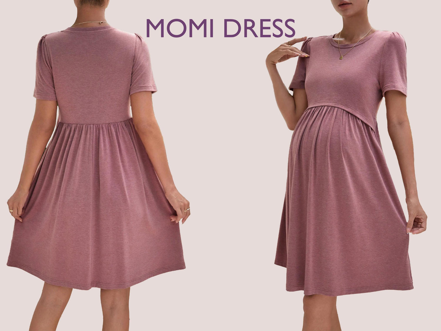 MOMI Dress - Pregnancy  dress pattern| High neck skirt| Nursing dress pattern| easy beginner women dress Top sewing pattern PDF