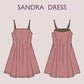 Sandra Dress - one piece | easy beginner women dress| Top sewing pattern PDF 3XS-5XL