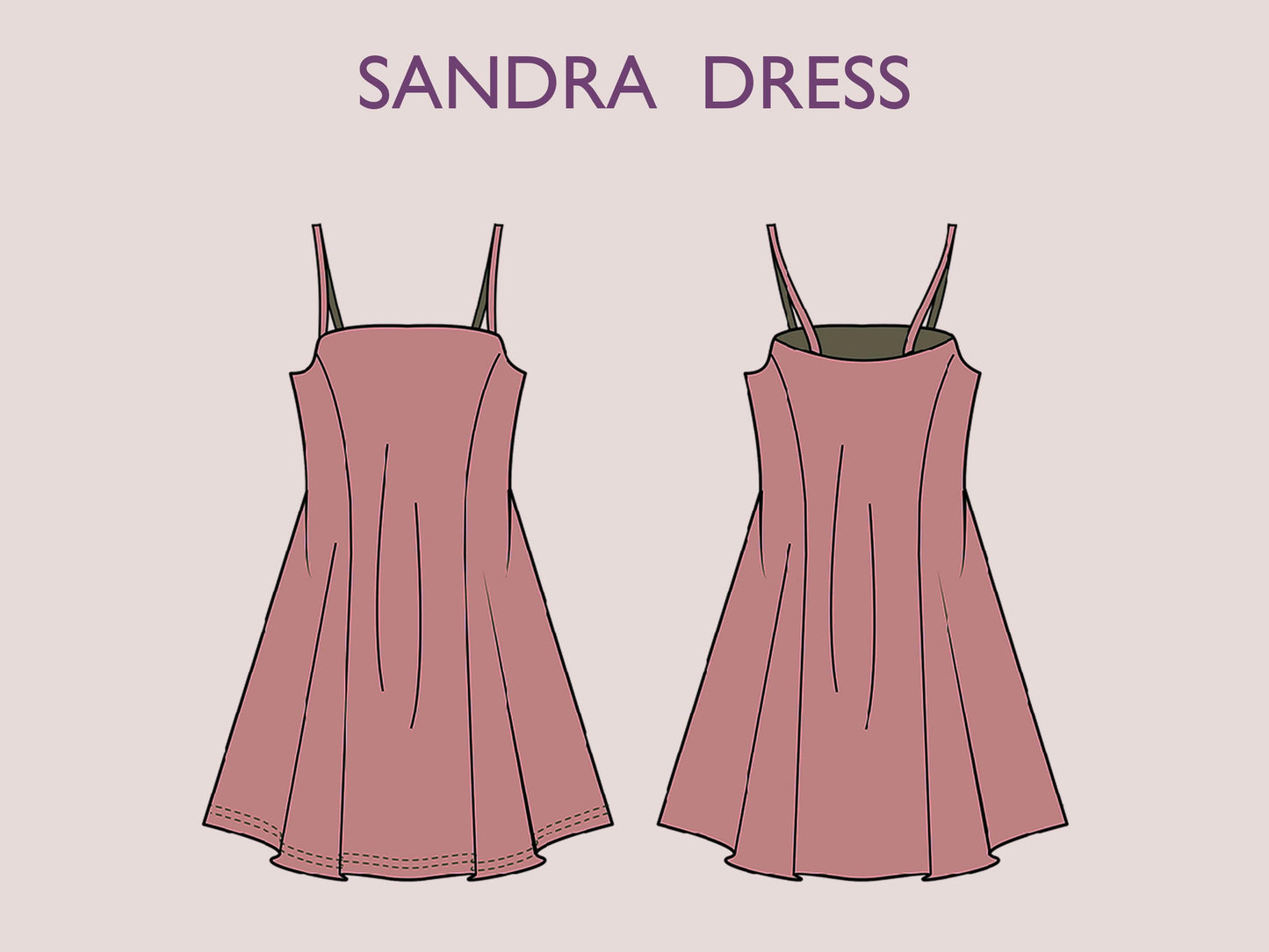 Sandra Dress - one piece | easy beginner women dress| Top sewing pattern PDF 3XS-5XL