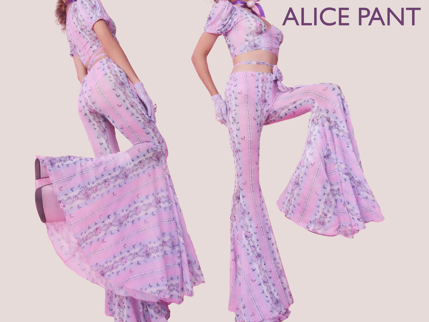 ALICE Pant PDF Pattern | Boho Flare Pants | Stretch Pants Sewing | Women’s Comfy Pant | Flairy Lounge Pants | 15 Sizes| Wide bottom legs