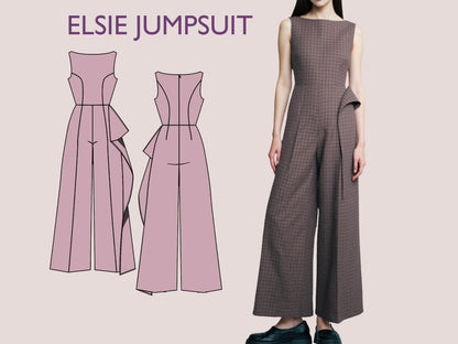 ELSIE Jumpsuit - Broad pant suit | Closed Neckline | Women long jumpsuit pattern| Sleeveless , Long dress| sewing Pattern PDF