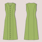 Linen Button Front Dress Sewing Pattern PDF, Sleeveless A-Line Long Dress Pattern, Summer Dress DIY Sewing XS-3XL