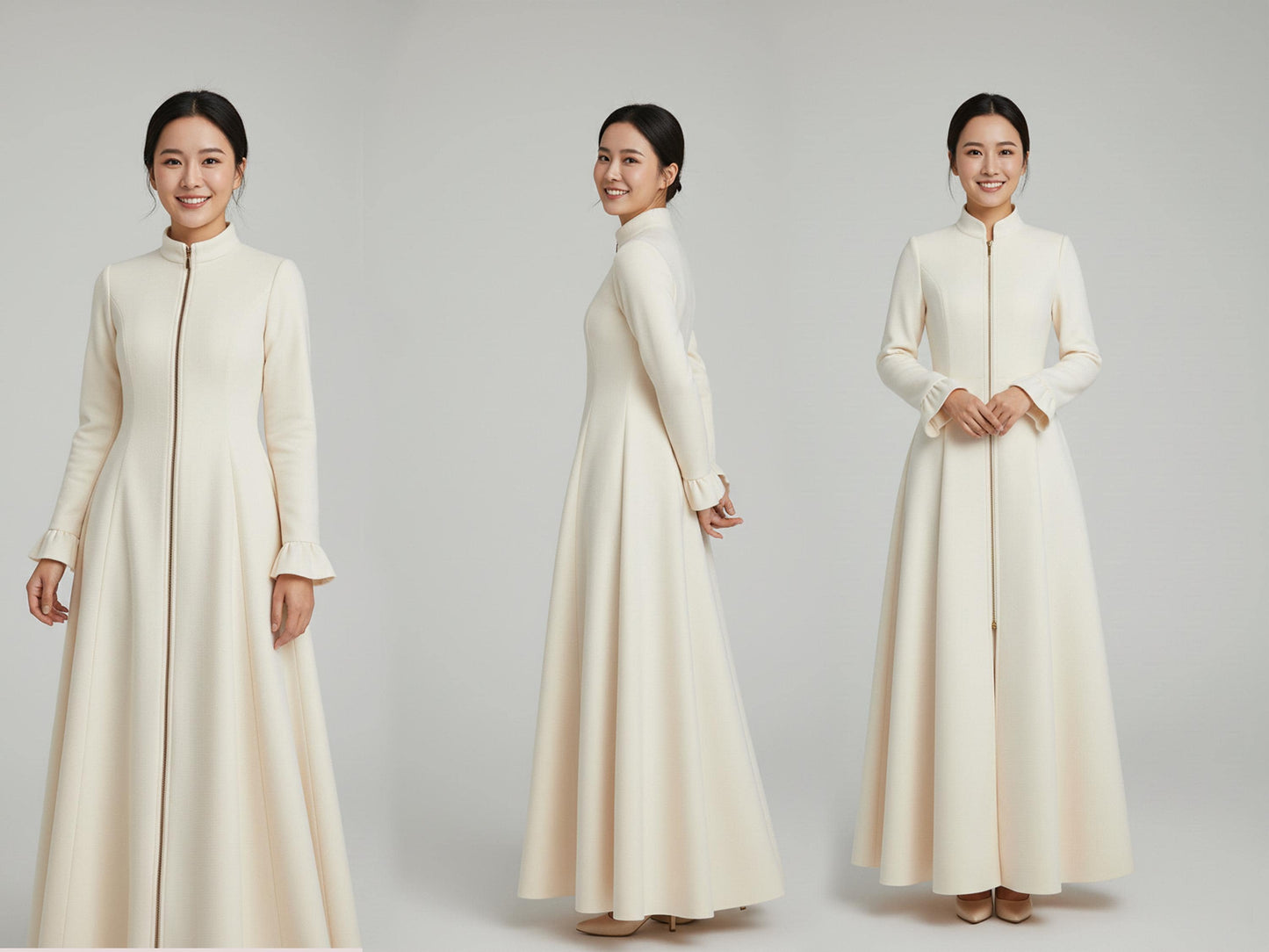 Medieval Cloak Dress Sewing Pattern PDF, Zipper Front Coat XS-3XL, Renaissance Costume PDF, Long Flared Dress Pattern