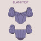 ELANI Top - puff sleeve corset | square Back sewing pattern | Women TOP dress pattern|  | bustier Puffed sleeves girl sewing pattern pdf