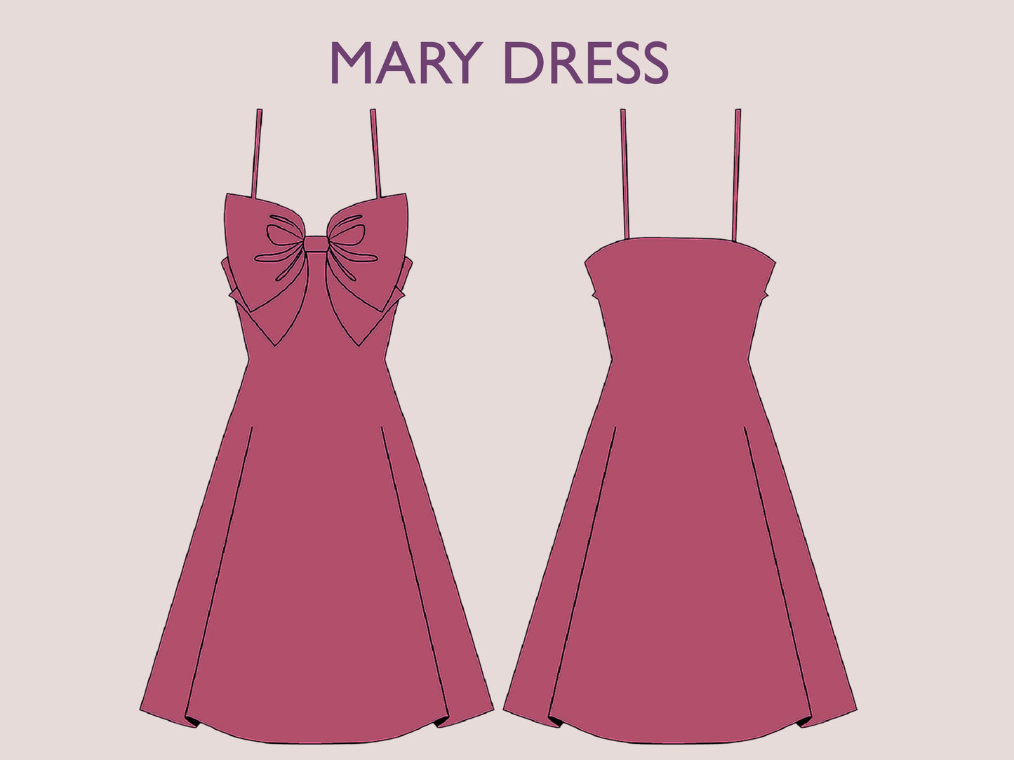 Bow Strap Sleeveless Dress PDF Sewing Pattern – Women's Party Dress