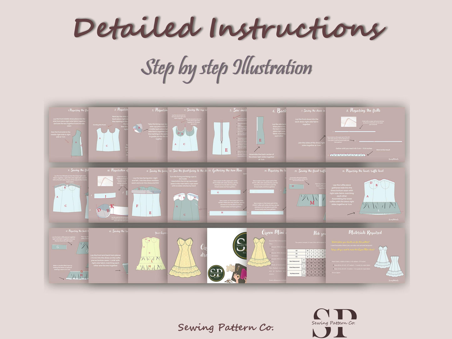 Bustier dress sewing pattern| Ruffle dress pattern| women bustier dress pattern| 15 size| women pdf pattern| robe patron couture| Digital