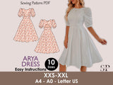 Midi Backless Dress Sewing Pattern – Puffy Sleeve, Fairycore (PDF Download)