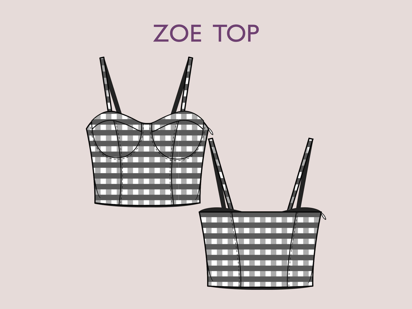 ZOE Top - Bustier Minimalist top | Halter top Corset pattern | Sleeveless bodice pattern| women Top digital sewing Pattern PDF