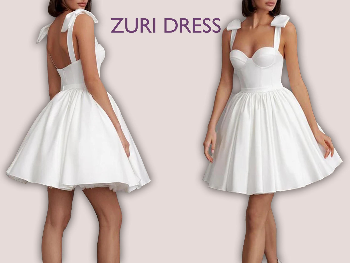 ZURI Dress- Bustier dress | Sleeveless | Women summer dress sewing pattern | corset dress Mini skirt dress  | PDF. wedding, party dress