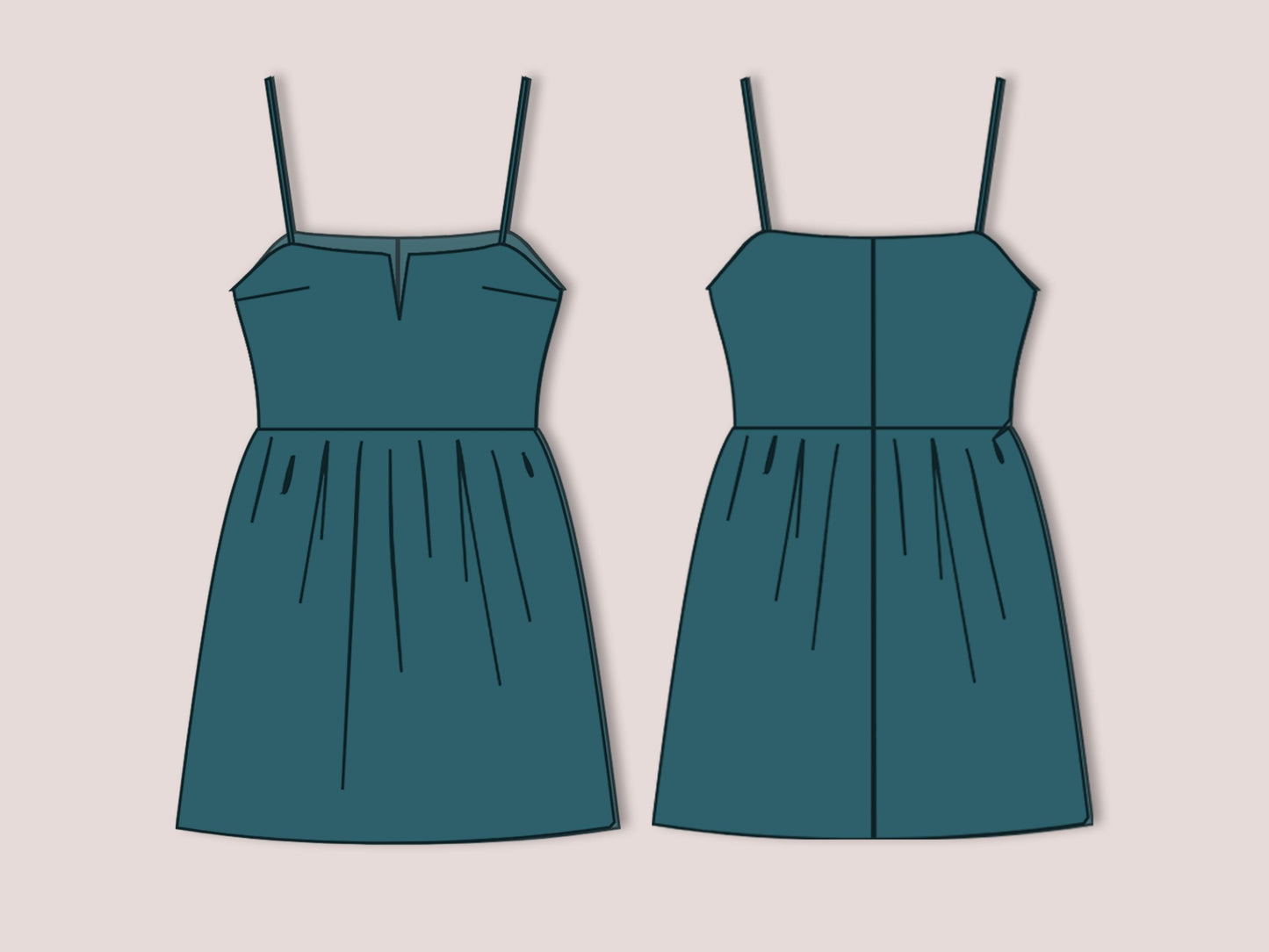 Spaghetti Strap Mini Dress Sewing Pattern PDF | Summer Sundress XS-3XL