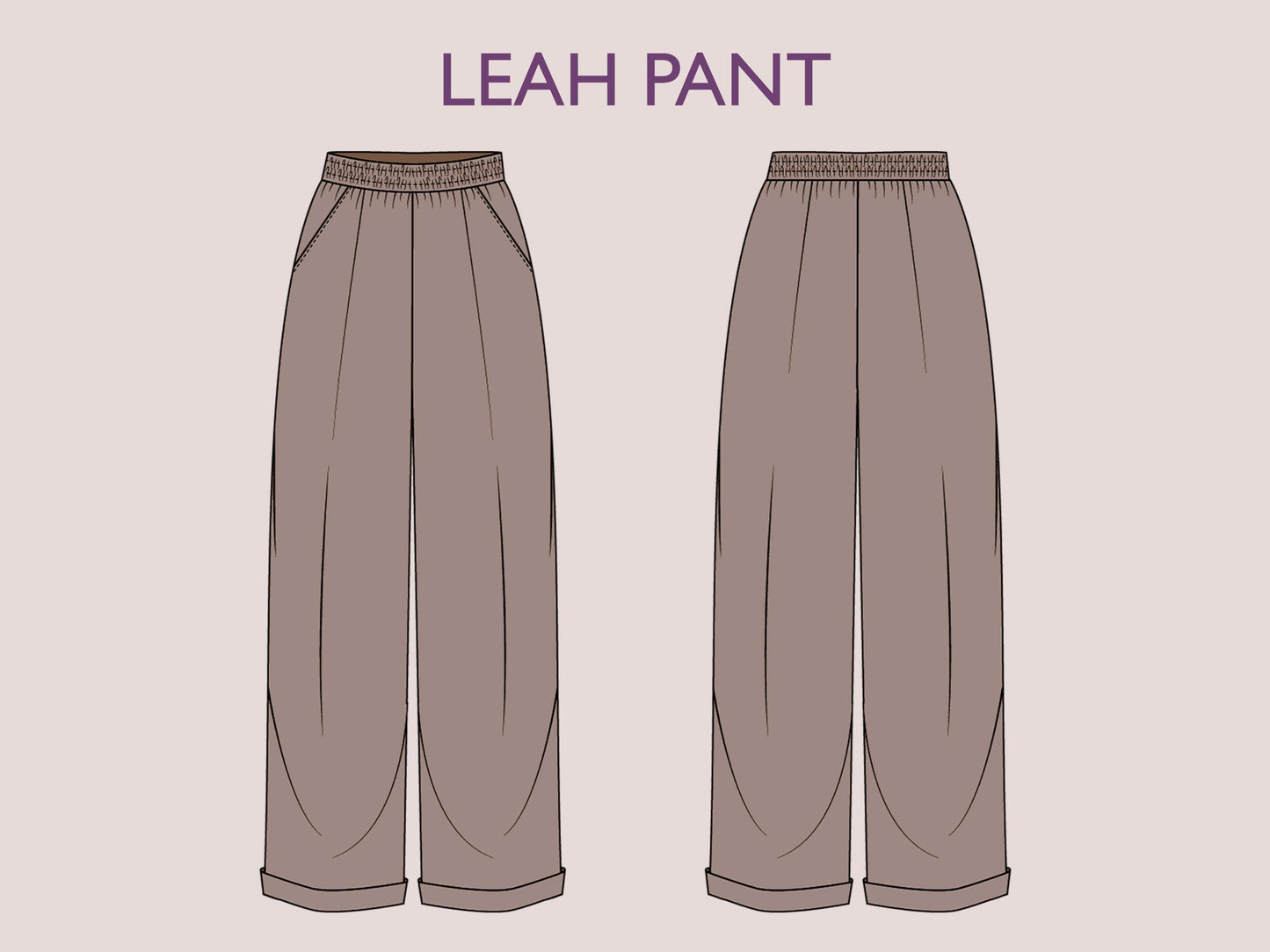 LEAH Pant PDF Sewing Pattern | Palazzo Pants | Elastic Waist | Wide Leg Pants | Digital Pattern | 13 Sizes XXXS–5XL| women sewing pattern