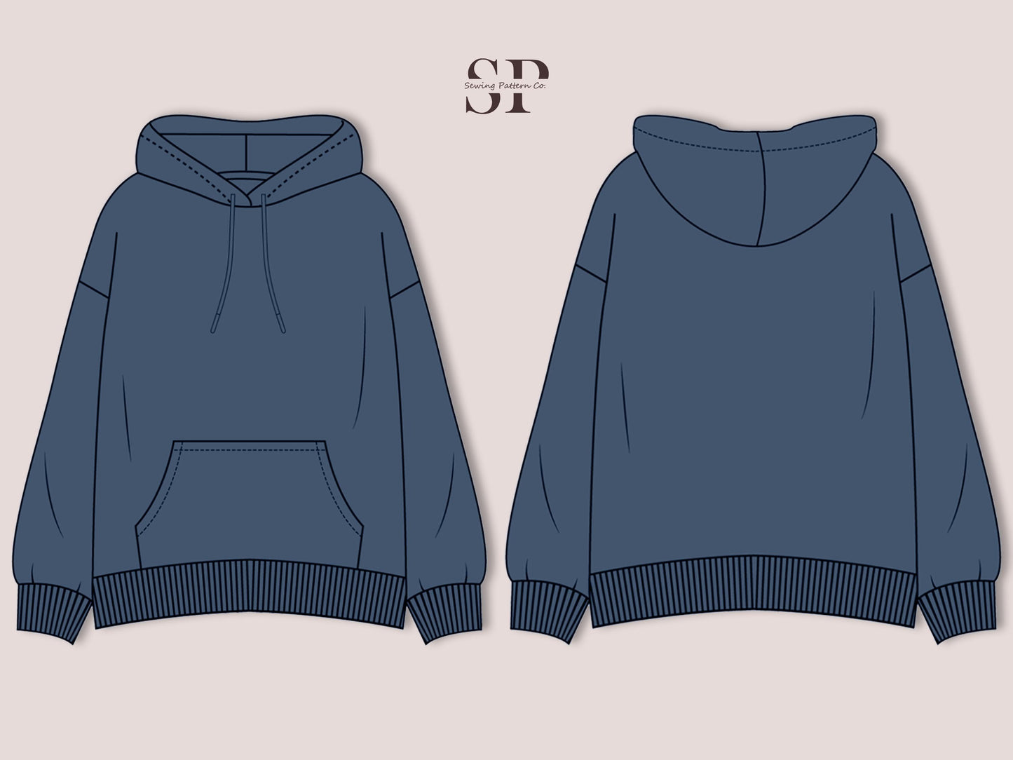 Oversized Hoodie Sewing Pattern PDF, Unisex Pullover Sweatshirt Pattern, Comfy Loungewear Hoodie - 13 sizes