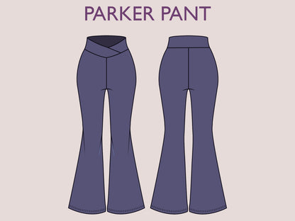 PARKER Pant Sewing Pattern | Wide leg Flairy Legging Trousers PDF | High waist legging| stretchy| sport| Women sewing pattern| Digital Pants