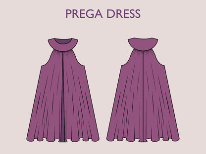 PREGA Dress Pregnancy Flairy dress pattern| nursing dress pattern| Highneck skirt| Nursing dress pattern| women dress Top sewing pattern PDF