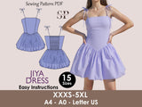 JIYA Dress - Spaghetti strap dress | Tie shoulders strap | Women dress pattern| V shape bodice dress, Skirt dress| one piece dress PDF