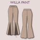 Flared Leg Pant Sewing Pattern: Front Slit Design, 15 Sizes (PDF Download