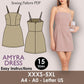 AMYRA Mini Dress Sewing Pattern: Straight Neckline, Fitted Bodice (PDF Download)