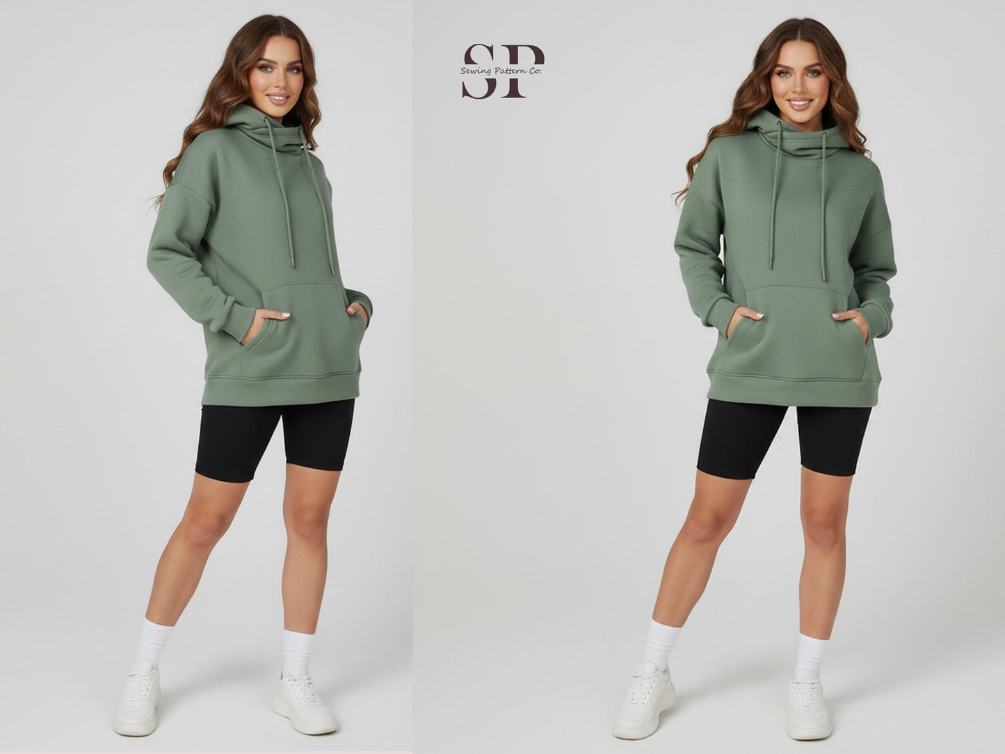 Cross Neck Hoodie Sewing Pattern PDF, Women’s Pullover Hoodie Pattern, Cozy Cowl Neck Sweatshirt- 15 Sizes