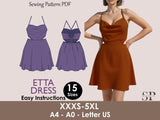 ETTA Dress - cowl neck dress| Summer dress | waist cut | Women sleeveless | fancy back| one piece| hearty cowl neckline | sewing pattern pdf