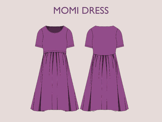 MOMI Dress - Pregnancy  dress pattern| High neck skirt| Nursing dress pattern| easy beginner women dress Top sewing pattern PDF