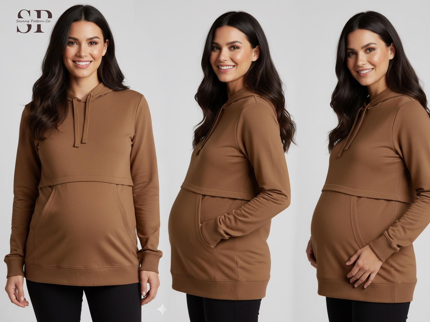 Maternity Nursing Hoodie Sewing Pattern PDF – Breastfeeding Sweatshirt Pattern – Fleece Women’s Hoodie