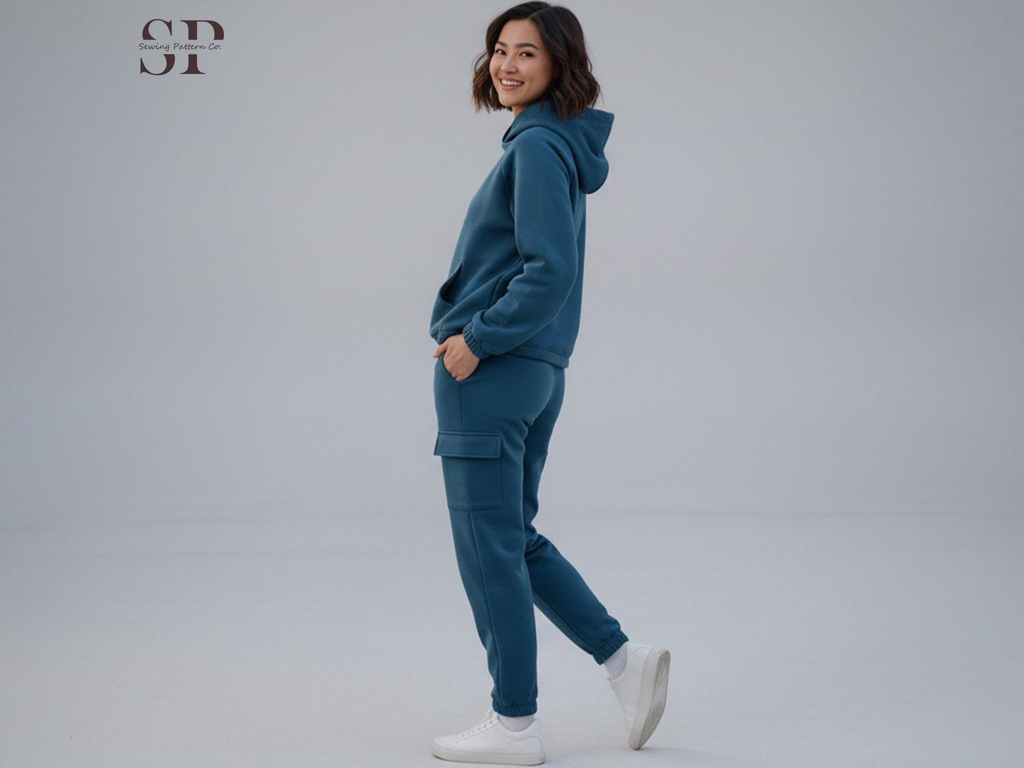 Cozy Hoodie Set Sewing Pattern PDF – Raglan Hoodie & Cargo Sweatpants Pattern – Winter Lounge Set