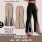 Flared Leg Pant Sewing Pattern: Front Slit Design, 15 Sizes (PDF Download