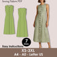 Linen Button Front Dress Sewing Pattern PDF, Sleeveless A-Line Long Dress Pattern, Summer Dress DIY Sewing XS-3XL