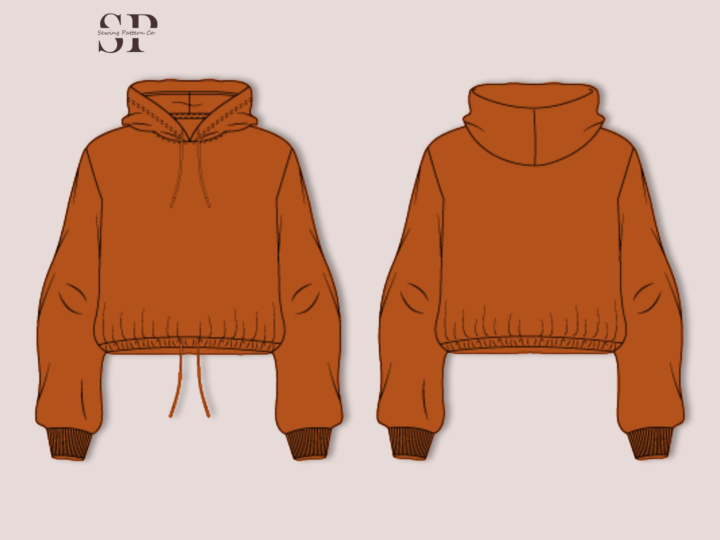 Crop Top Hoodie Sewing Pattern PDF | Women’s Cropped Sweatshirt Pattern | Easy Hoodie Pattern