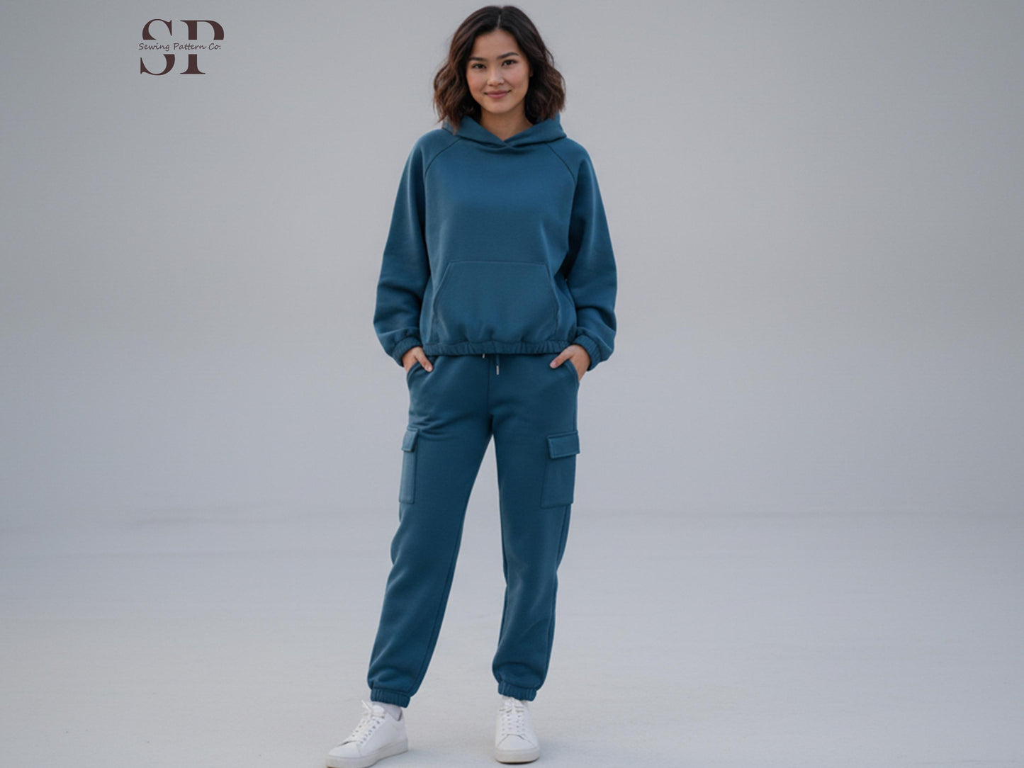 Cozy Hoodie Set Sewing Pattern PDF – Raglan Hoodie & Cargo Sweatpants Pattern – Winter Lounge Set