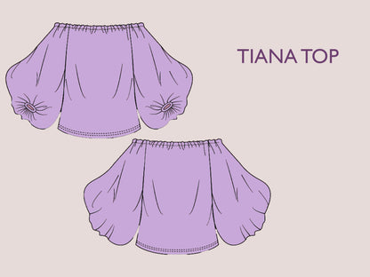 TIANA Top - Off shoulder puffy sleeve top  | Top sewing pattern | oversize summer top , Puffed top, women Top digital sewing Pattern PDF