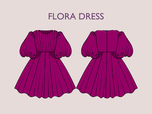 FLORA Dress - Puffy skirt dress| puff sleeve | Women dress pattern| Ruffle dress, Short skirt dress| one piece dress | Birthday, Wedding