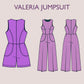 VALERIA Jumpsuit - Summer romper | Round Neckline | Women Long jumpsuit pattern| Sleeveless, short dress| sewing Pattern PD,F broad pant