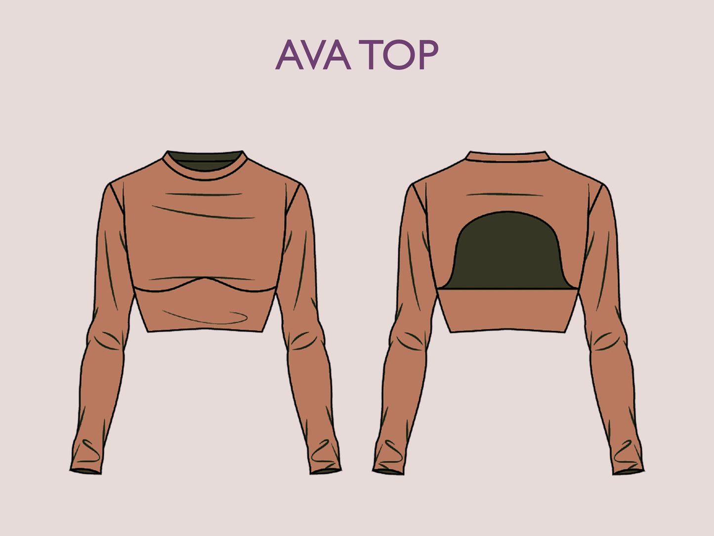 AVA Top - Turtleneck & Mock Neck Top | Back cut out crop top sewing pattern | Women TOP dress pattern|  | High neck  girl sewing pattern pdf