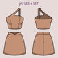 JAYLEEN Set - Skirt and crop top pattern| One shoulder top | Sleeveless, Short skirt| Women summer set sewing Pattern PDF party dress