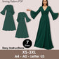 Maxi Wrap Dress Sewing Pattern PDF | Long Bell Sleeve Dress XS-3XL | Elegant Evening Gown Pattern