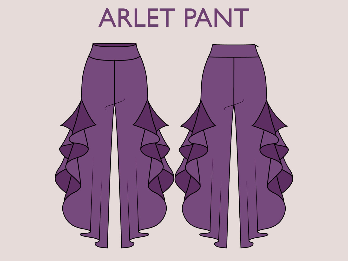ARLET Pant- Puffed pant | wide leg side cut classic pant | 70s, 90s pant| stretchy| casual| Women Trouser sewing pattern| Digital Pants