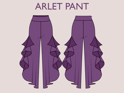 ARLET Pant- Puffed pant | wide leg side cut classic pant | 70s, 90s pant| stretchy| casual| Women Trouser sewing pattern| Digital Pants