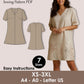 Linen Dress Sewing Pattern PDF – V-Neck Tunic Dress Pattern for Beginners, Loose Fit Summer Dress, Simple Minimalist