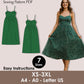 Sweetheart Linen Dress Sewing Pattern PDF – Gathered Midi with Straps, Spaghetti Strap, XS–3XL