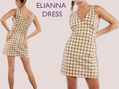 ELIANNA Dress- halter dress | Sleeveless | Women summer dress sewing pattern | short dress sewing pattern | PDF V shape neck and backline.