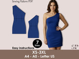 One Shoulder Bodycon Dress Sewing Pattern | XS-3XL (PDF Pattern)
