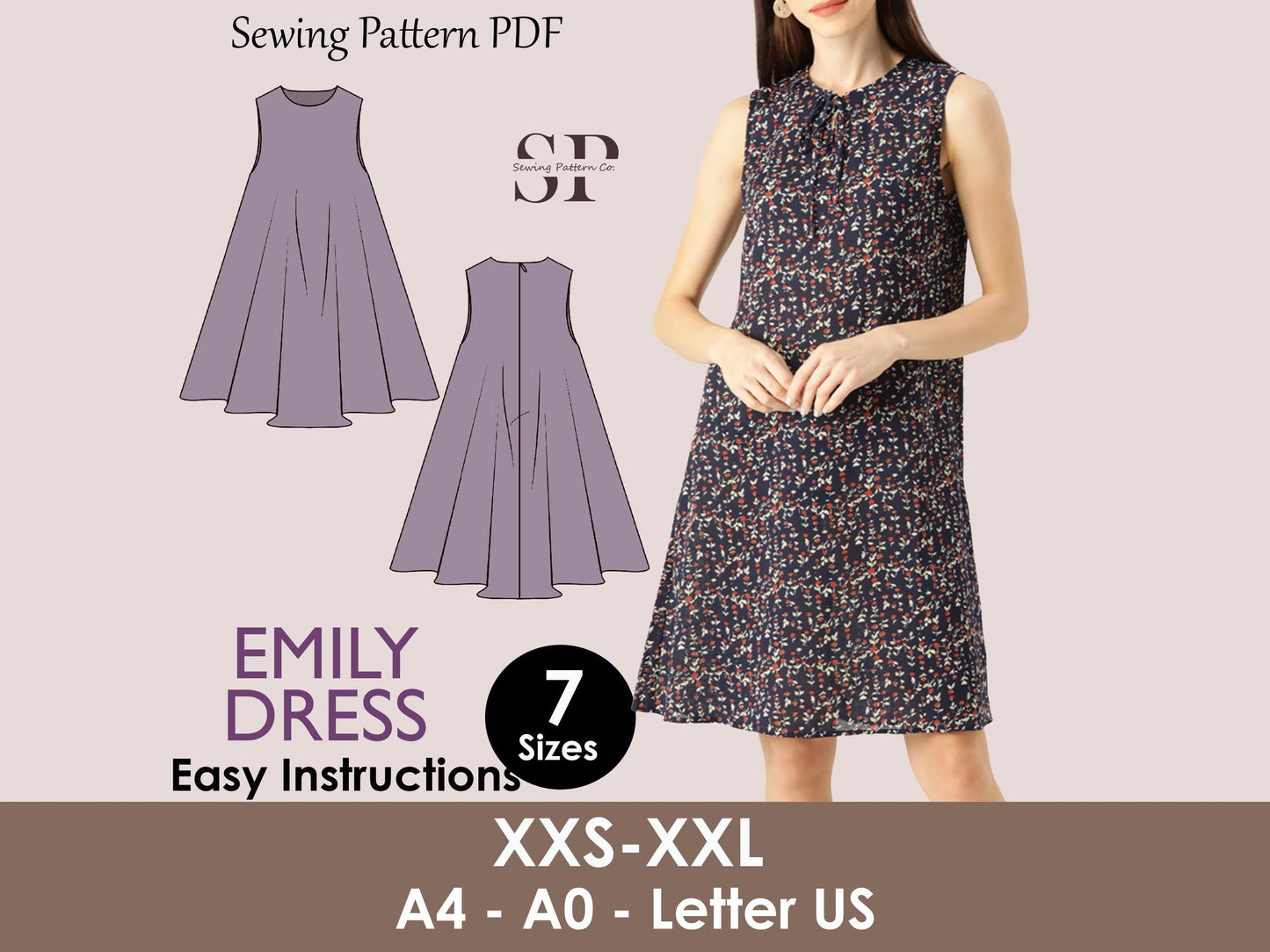 EMILY Dress - Trapeze dress sewing | Women dress pattern| Short dress| one piece dress | summer dress pattern| Top Flair Dress Pattern PDF