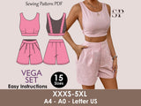 VEGA Set - Backless crop top | high waist short | Women dress pattern| Sleeveless dress, Short dress|   sewing Pattern PDF